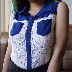 Lace shirt with transparency